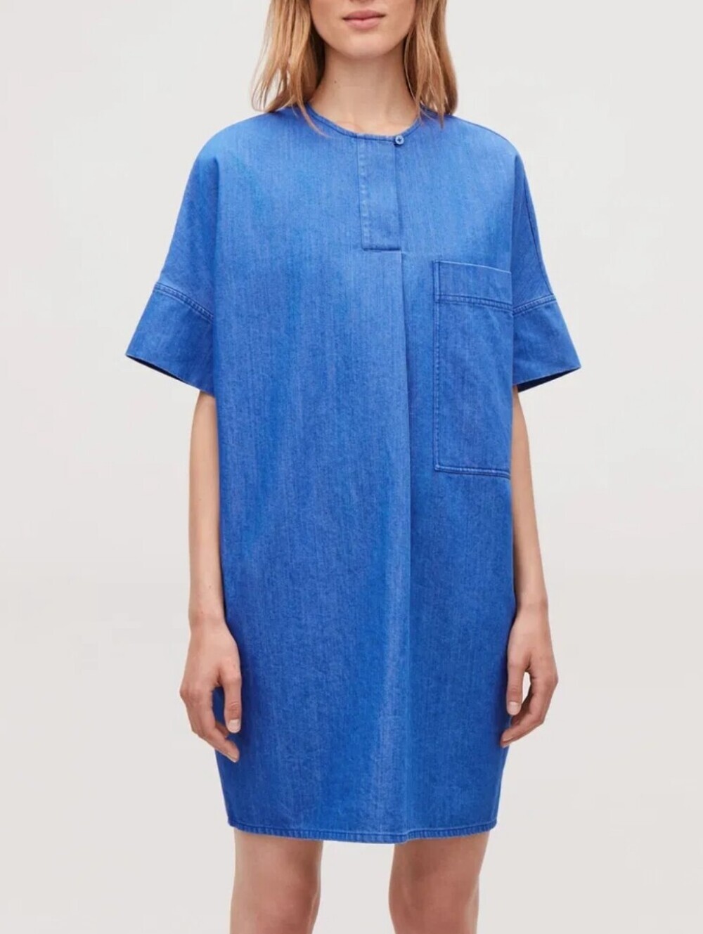 COS Denim T-shirt Dress Short Sleeve with Pockets Relaxed Oversized Fit Size XS